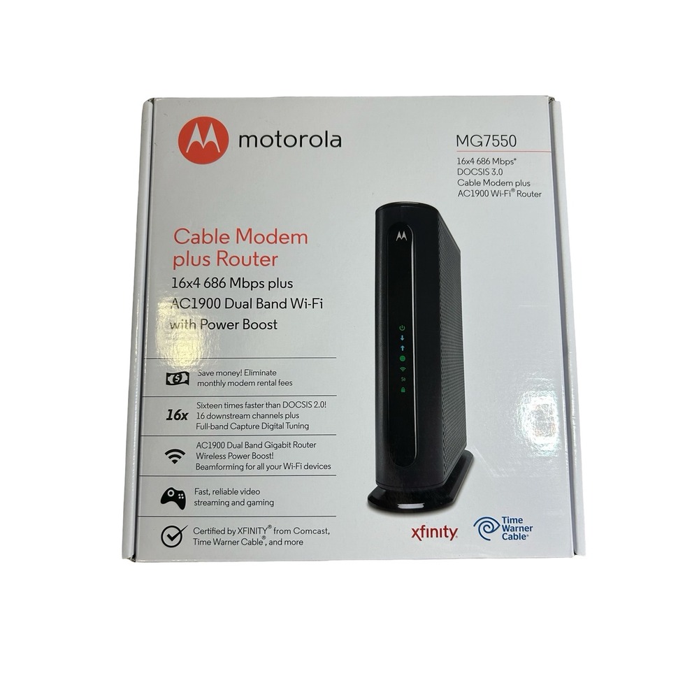 Motorola MG7550 AC1900 Dual Band Wi-Fi Gigabit Router DOCSIS 3.0 Cable Modem